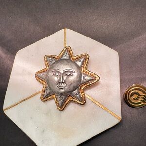Gold and Silver Sun Brooch